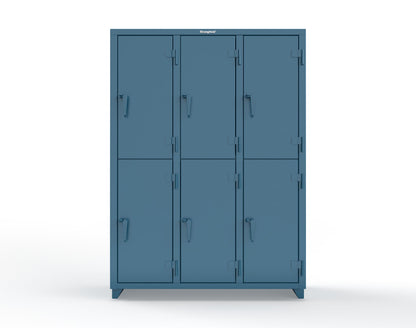 Extra Heavy Duty 14 GA Double-Tier Locker, 6 Compartments - 54 in. W x 18 in. D x 75 in. H - 4.66-6D-18-2T-L-5001