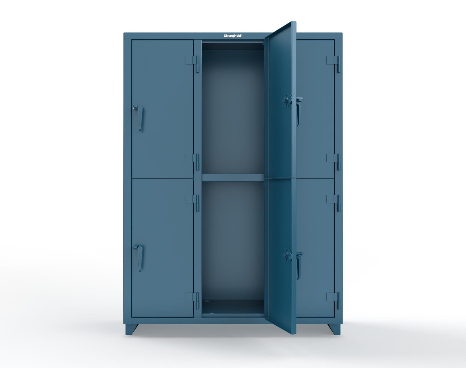 Extra Heavy Duty 14 GA Double-Tier Locker, 6 Compartments - 54 in. W x 18 in. D x 75 in. H - 4.66-6D-18-2T-L-5001