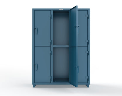 Extra Heavy Duty 14 GA Double-Tier Locker, 6 Compartments - 54 in. W x 18 in. D x 75 in. H - 4.66-6D-18-2T-L-5001