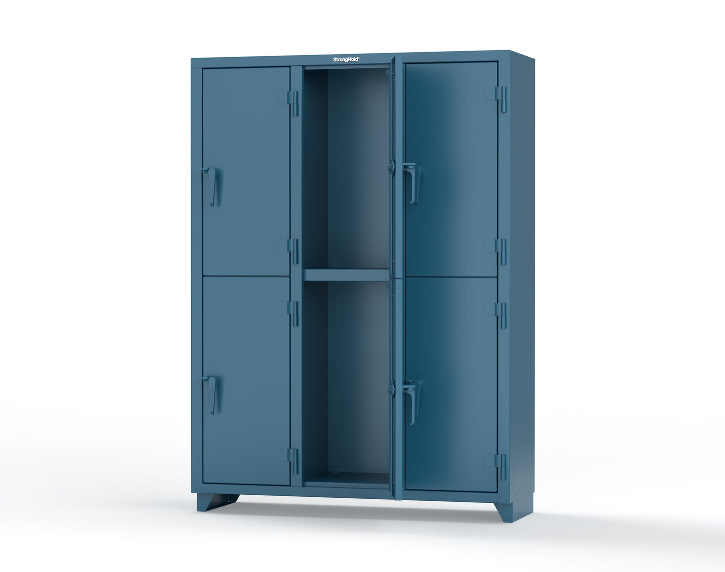 Extra Heavy Duty 14 GA Double-Tier Locker, 6 Compartments - 54 in. W x 18 in. D x 75 in. H - 4.66-6D-18-2T-L-5001