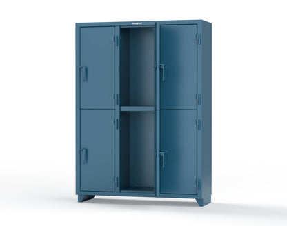 Extra Heavy Duty 14 GA Double-Tier Locker, 6 Compartments - 54 in. W x 18 in. D x 75 in. H - 4.66-6D-18-2T-L-5001
