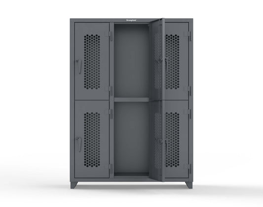 Extra Heavy Duty 14 GA Double-Tier Ventilated Locker, 6 Compartments - 54 in. W x 18 in. D x 75 in. H - 4.66-6H-18-2T-L-7024
