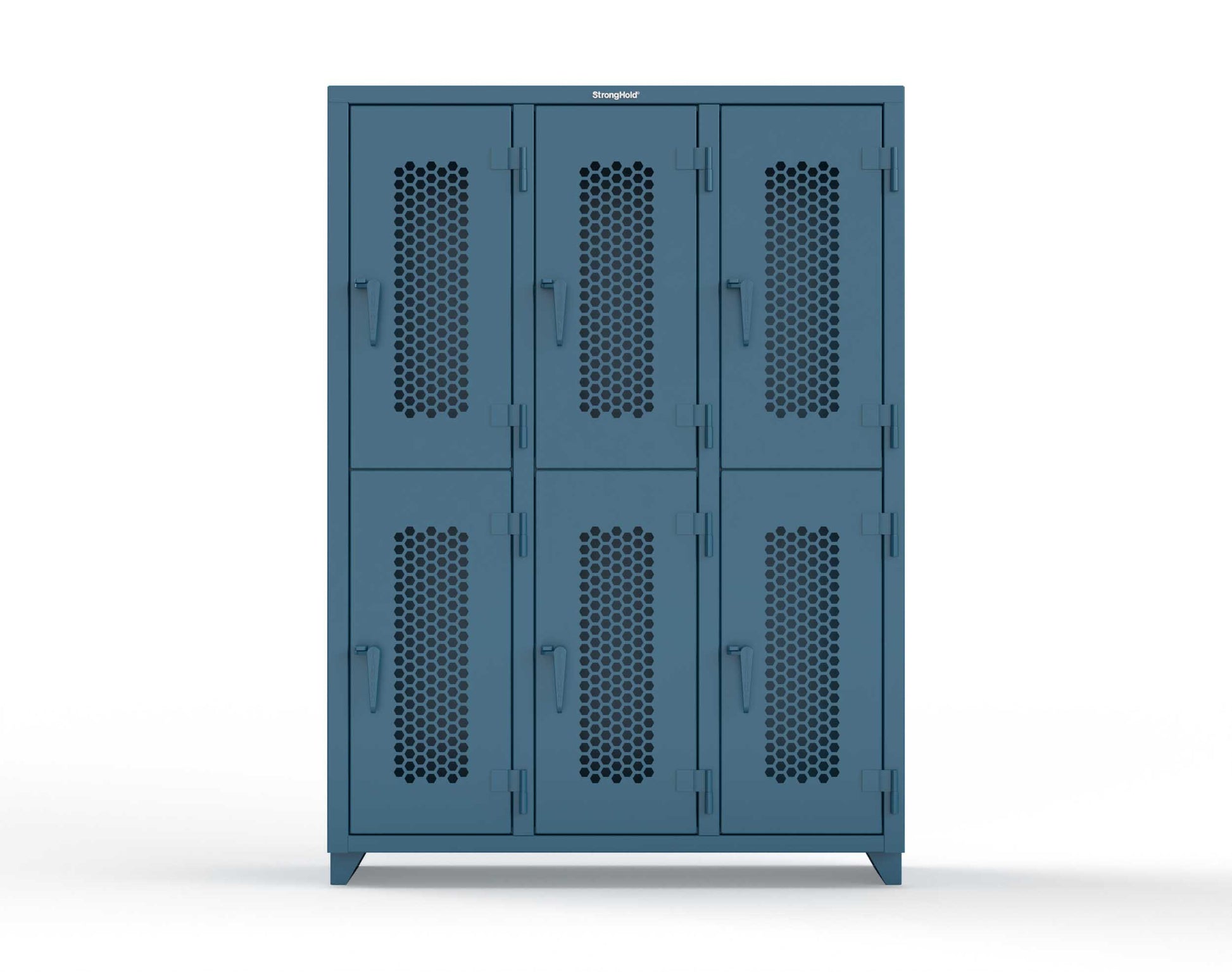 Extra Heavy Duty 14 GA Double-Tier Ventilated Locker, 6 Compartments - 54 in. W x 18 in. D x 75 in. H - 4.66-6H-18-2T-L-5001