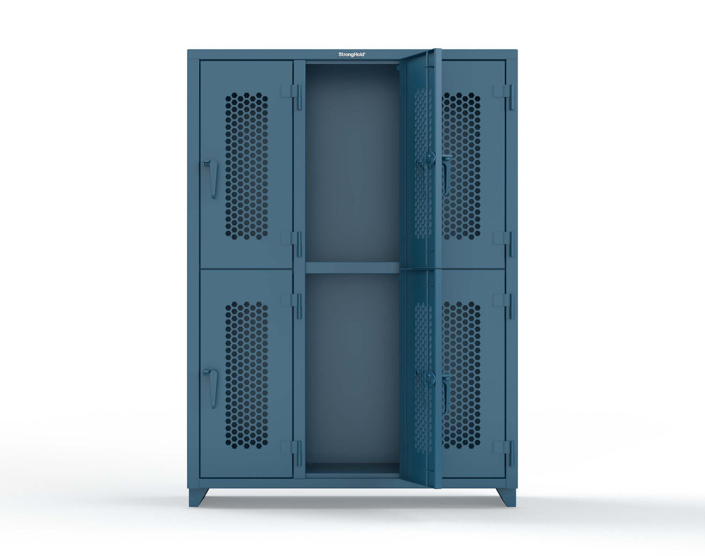 Extra Heavy Duty 14 GA Double-Tier Ventilated Locker, 6 Compartments - 54 in. W x 18 in. D x 75 in. H - 4.66-6H-18-2T-L-5001