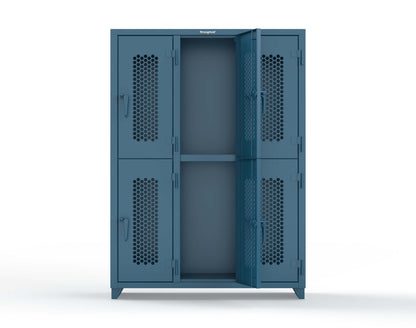 Extra Heavy Duty 14 GA Double-Tier Ventilated Locker, 6 Compartments - 54 in. W x 18 in. D x 75 in. H - 4.66-6H-18-2T-L-5001