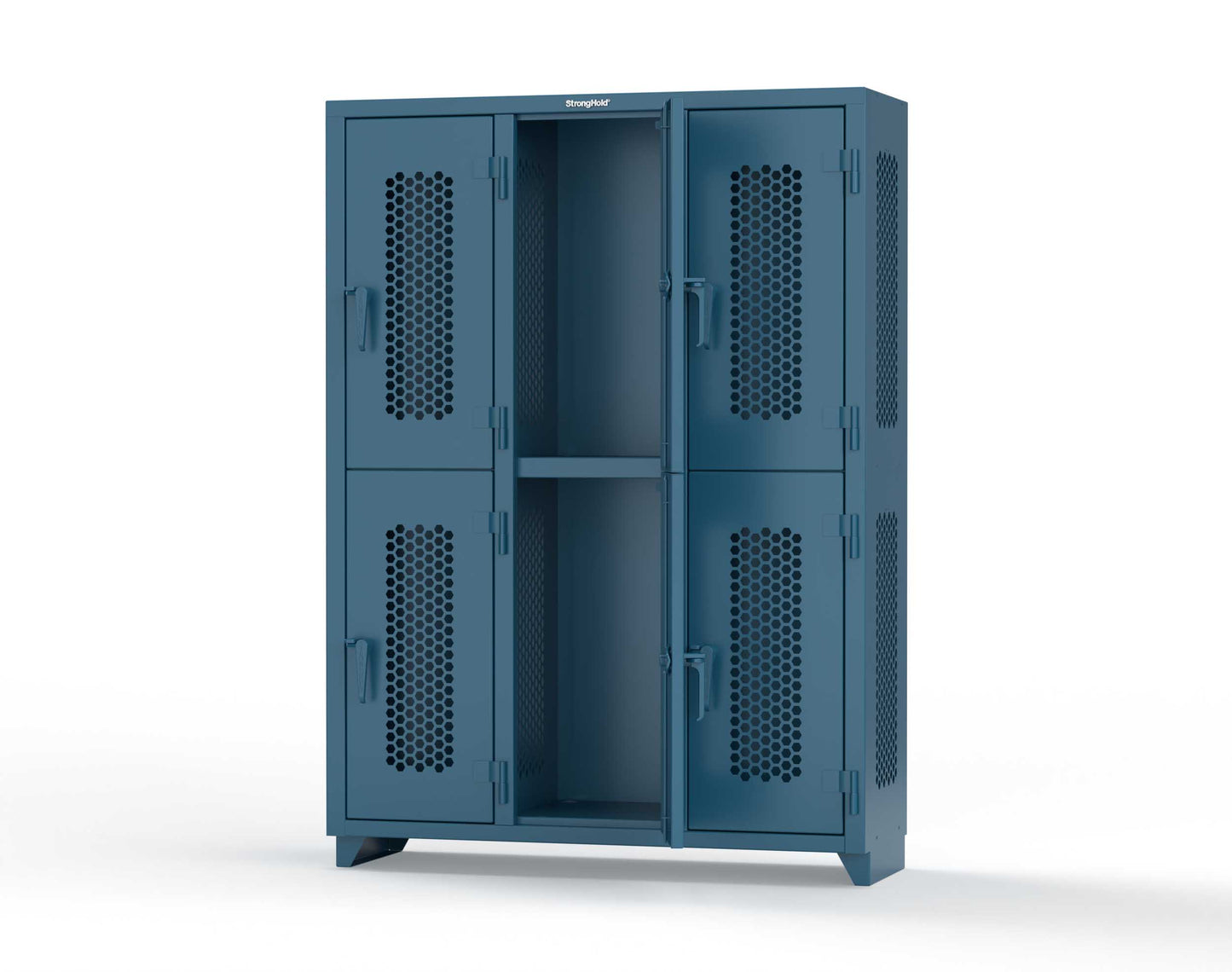 Extra Heavy Duty 14 GA Double-Tier Ventilated Locker, 6 Compartments - 54 in. W x 18 in. D x 75 in. H - 4.66-6H-18-2T-L-5001