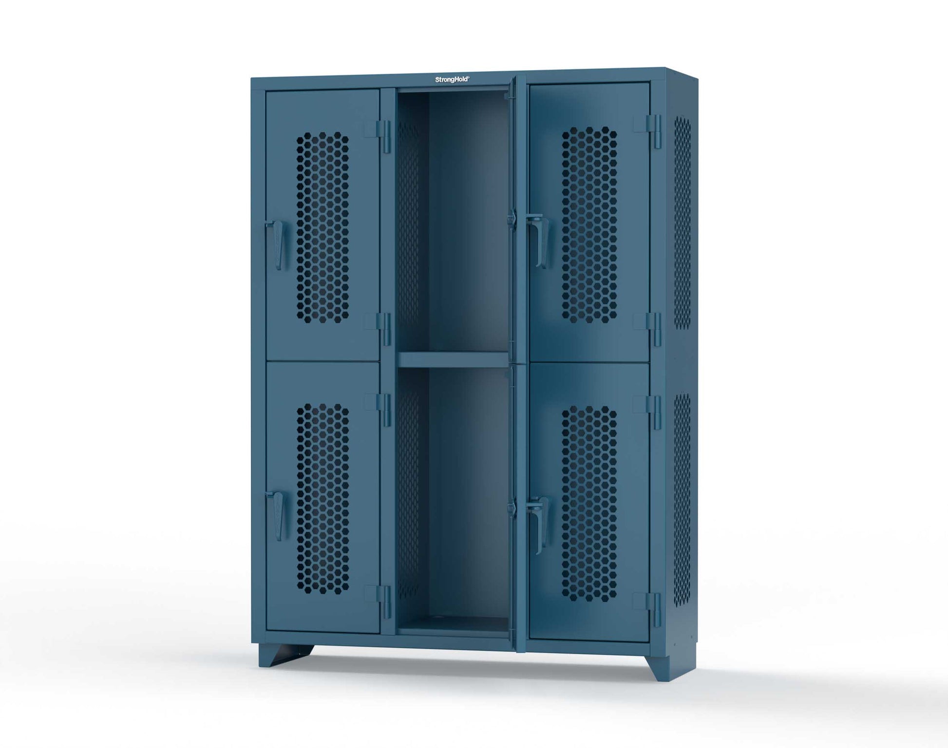 Extra Heavy Duty 14 GA Double-Tier Ventilated Locker, 6 Compartments - 54 in. W x 18 in. D x 75 in. H - 4.66-6H-18-2T-L-5001