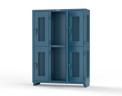 Extra Heavy Duty 14 GA Double-Tier Ventilated Locker, 6 Compartments - 54 in. W x 18 in. D x 75 in. H - 4.66-6H-18-2T-L-5001