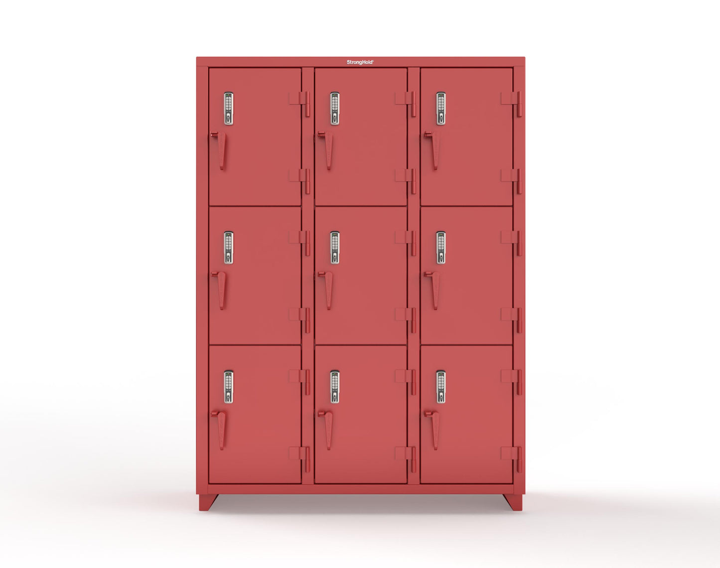 Extra Heavy Duty 14 GA Triple-Tier Locker with Keyless Entry Lock, 9 Compartments – 54 in. W x 18 in. D x 75 in. H - 4.66-9D-18-3T-EK-L-3001