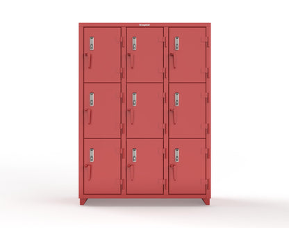 Extra Heavy Duty 14 GA Triple-Tier Locker with Keyless Entry Lock, 9 Compartments – 54 in. W x 18 in. D x 75 in. H - 4.66-9D-18-3T-EK-L-3001