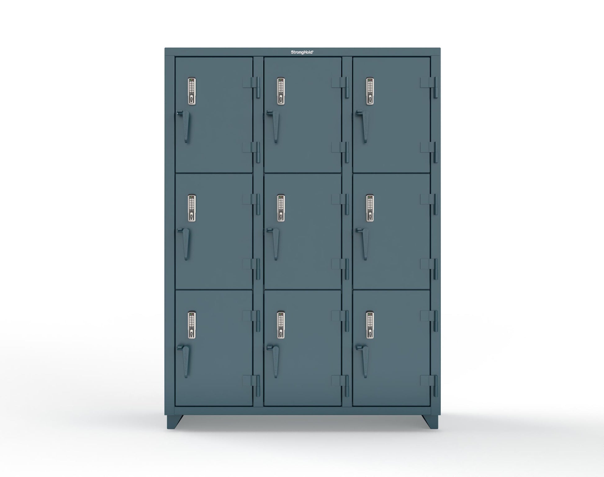 Extra Heavy Duty 14 GA Triple-Tier Locker with Keyless Entry Lock, 9 Compartments – 54 in. W x 18 in. D x 75 in. H - 4.66-9D-18-3T-EK-L-5001