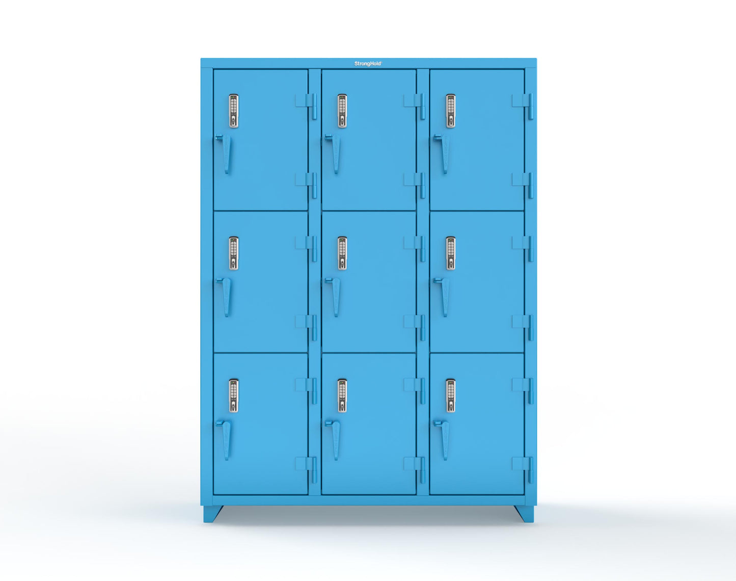 Extra Heavy Duty 14 GA Triple-Tier Locker with Keyless Entry Lock, 9 Compartments – 54 in. W x 18 in. D x 75 in. H - 4.66-9D-18-3T-EK-L-5012