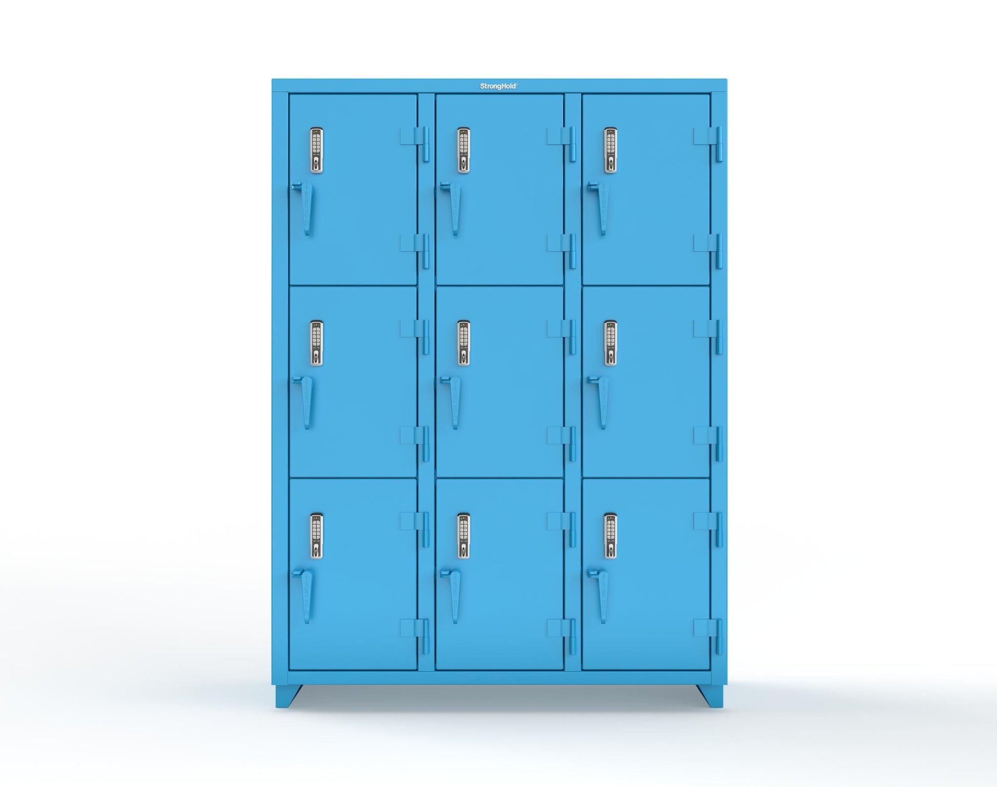 Extra Heavy Duty 14 GA Triple-Tier Locker with Keyless Entry Lock, 9 Compartments – 54 in. W x 18 in. D x 75 in. H - 4.66-9D-18-3T-EK-L-5012
