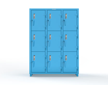 Extra Heavy Duty 14 GA Triple-Tier Locker with Keyless Entry Lock, 9 Compartments – 54 in. W x 18 in. D x 75 in. H - 4.66-9D-18-3T-EK-L-5012
