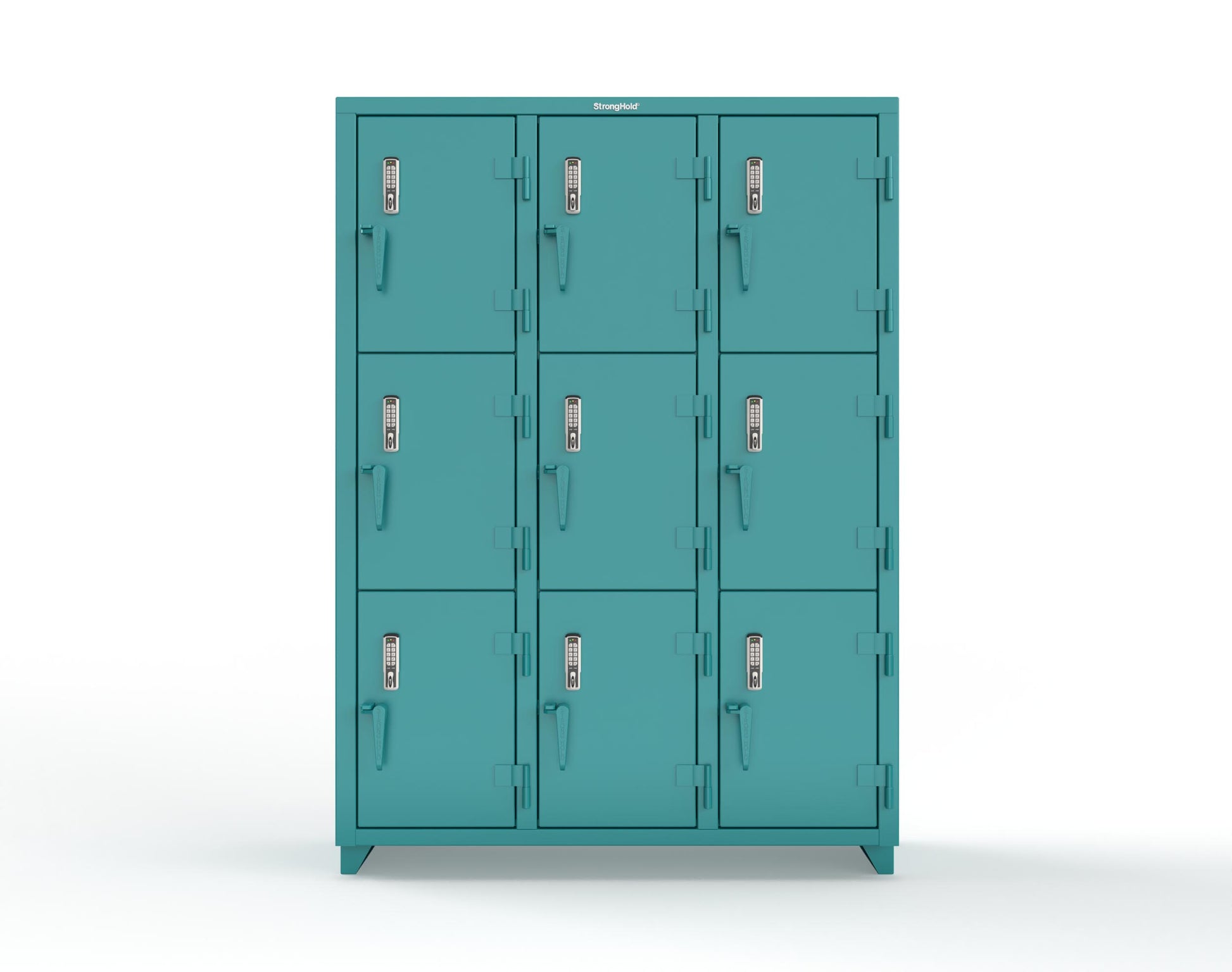 Extra Heavy Duty 14 GA Triple-Tier Locker with Keyless Entry Lock, 9 Compartments – 54 in. W x 18 in. D x 75 in. H - 4.66-9D-18-3T-EK-L-5021