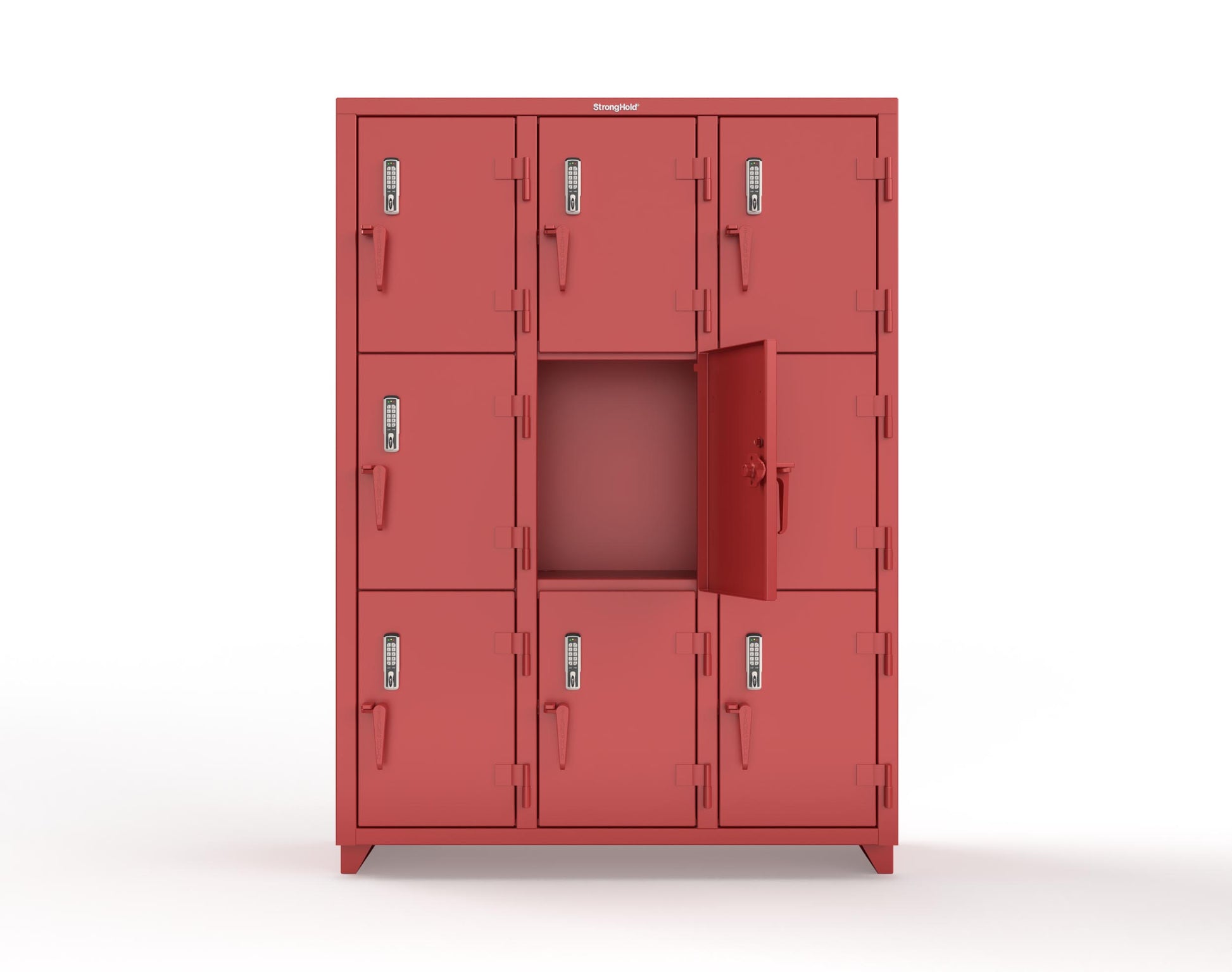 Extra Heavy Duty 14 GA Triple-Tier Locker with Keyless Entry Lock, 9 Compartments – 54 in. W x 18 in. D x 75 in. H - 4.66-9D-18-3T-EK-L-3001