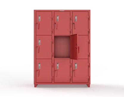 Extra Heavy Duty 14 GA Triple-Tier Locker with Keyless Entry Lock, 9 Compartments – 54 in. W x 18 in. D x 75 in. H - 4.66-9D-18-3T-EK-L-3001