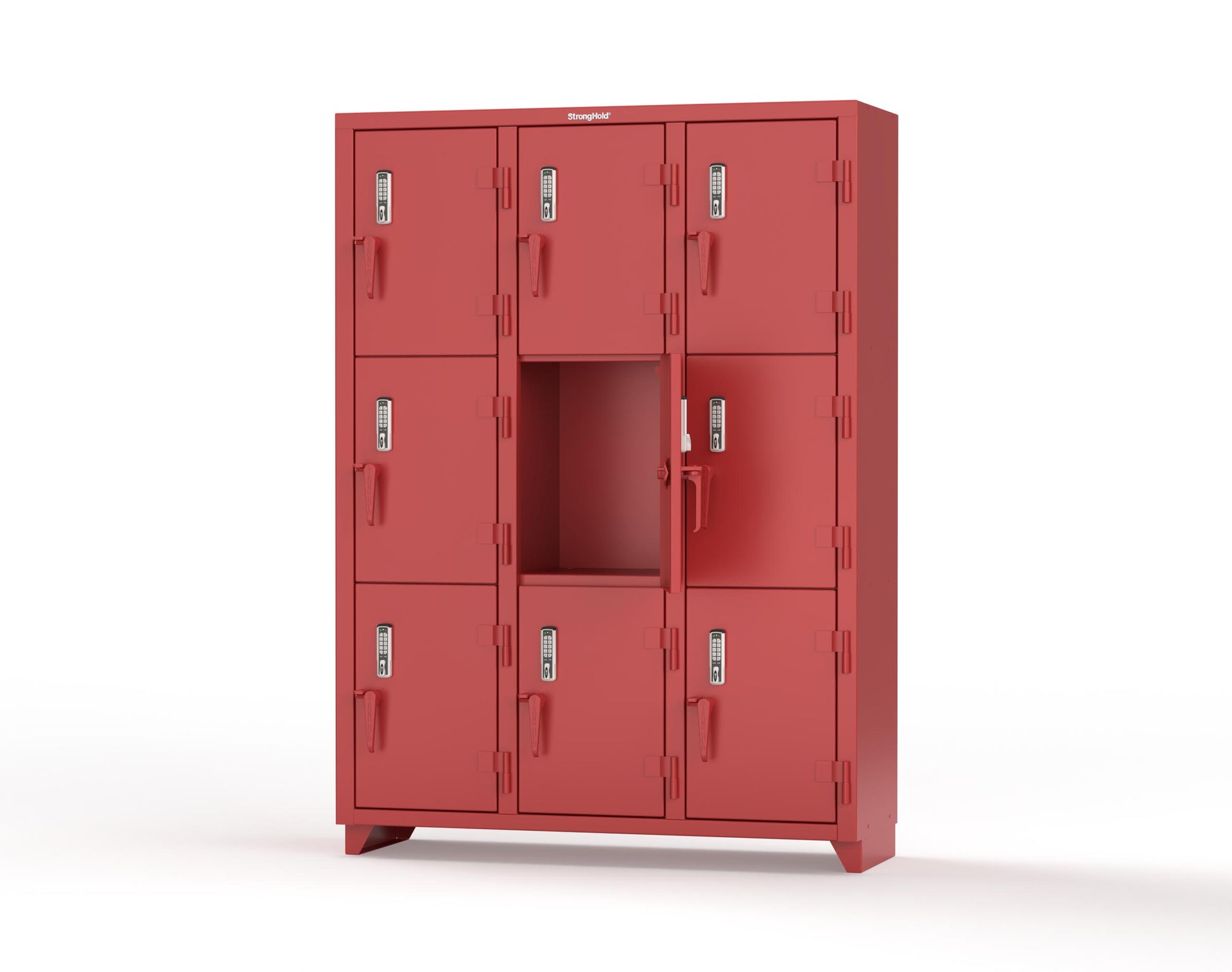 Extra Heavy Duty 14 GA Triple-Tier Locker with Keyless Entry Lock, 9 Compartments – 54 in. W x 18 in. D x 75 in. H - 4.66-9D-18-3T-EK-L-3001