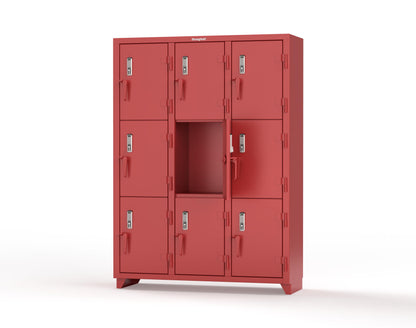Extra Heavy Duty 14 GA Triple-Tier Locker with Keyless Entry Lock, 9 Compartments – 54 in. W x 18 in. D x 75 in. H - 4.66-9D-18-3T-EK-L-3001