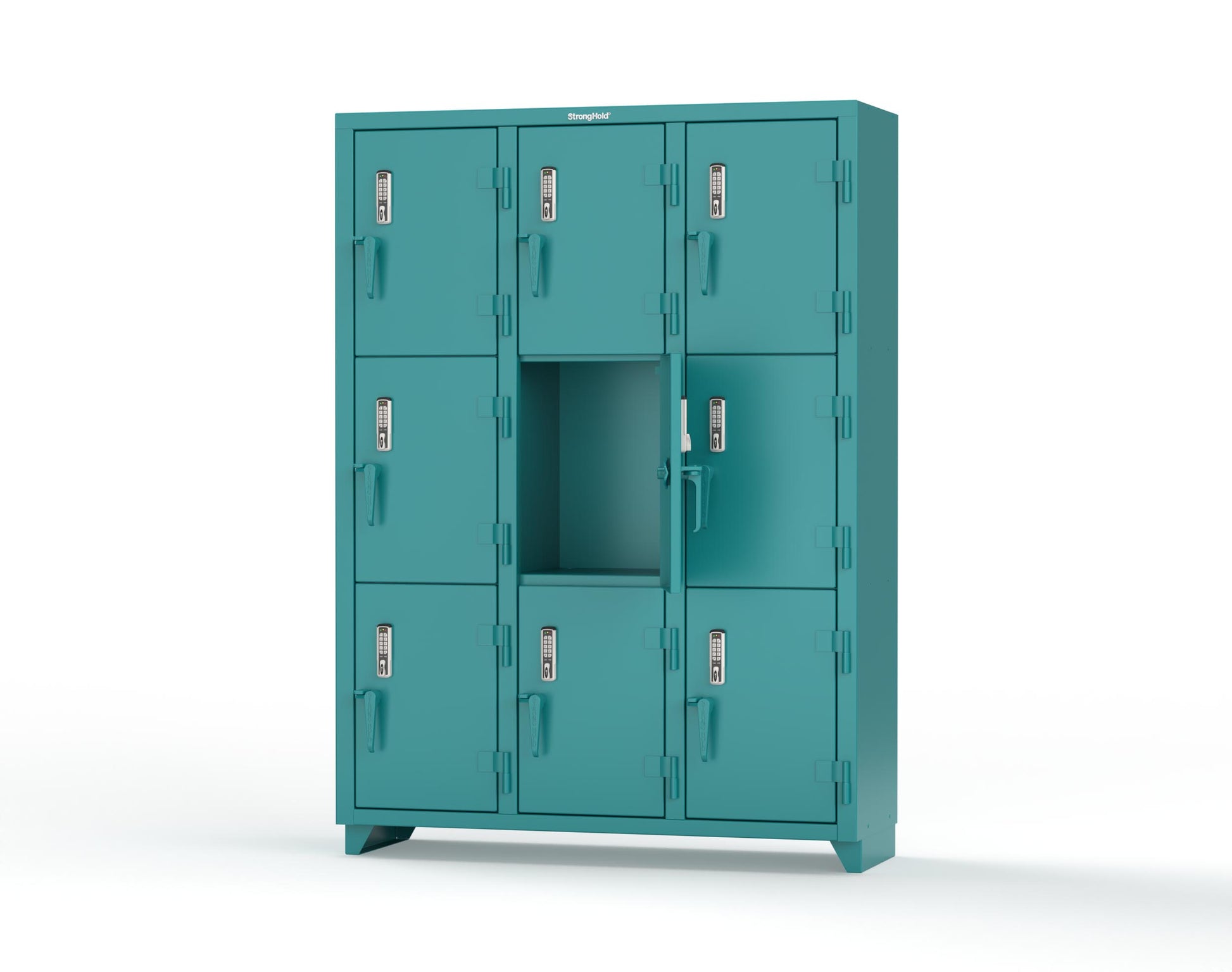 Extra Heavy Duty 14 GA Triple-Tier Locker with Keyless Entry Lock, 9 Compartments – 54 in. W x 18 in. D x 75 in. H - 4.66-9D-18-3T-EK-L-5021