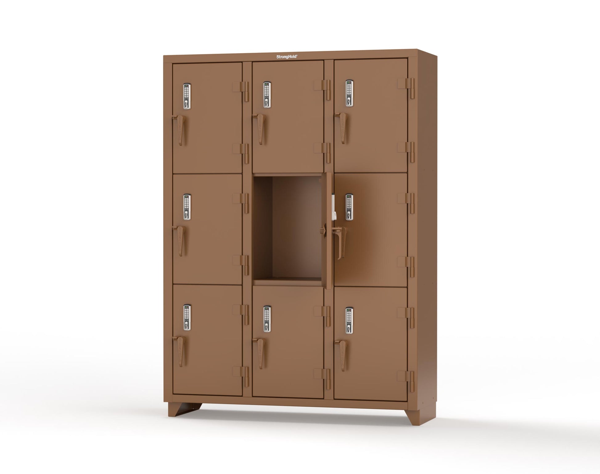 Extra Heavy Duty 14 GA Triple-Tier Locker with Keyless Entry Lock, 9 Compartments – 54 in. W x 18 in. D x 75 in. H - 4.66-9D-18-3T-EK-L-8008