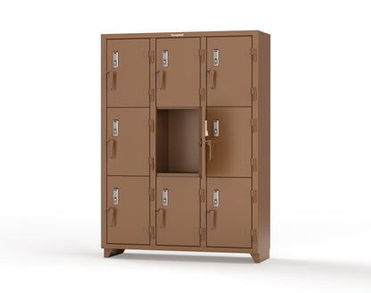 Extra Heavy Duty 14 GA Triple-Tier Locker with Keyless Entry Lock, 9 Compartments – 54 in. W x 18 in. D x 75 in. H - 4.66-9D-18-3T-EK-L-8008