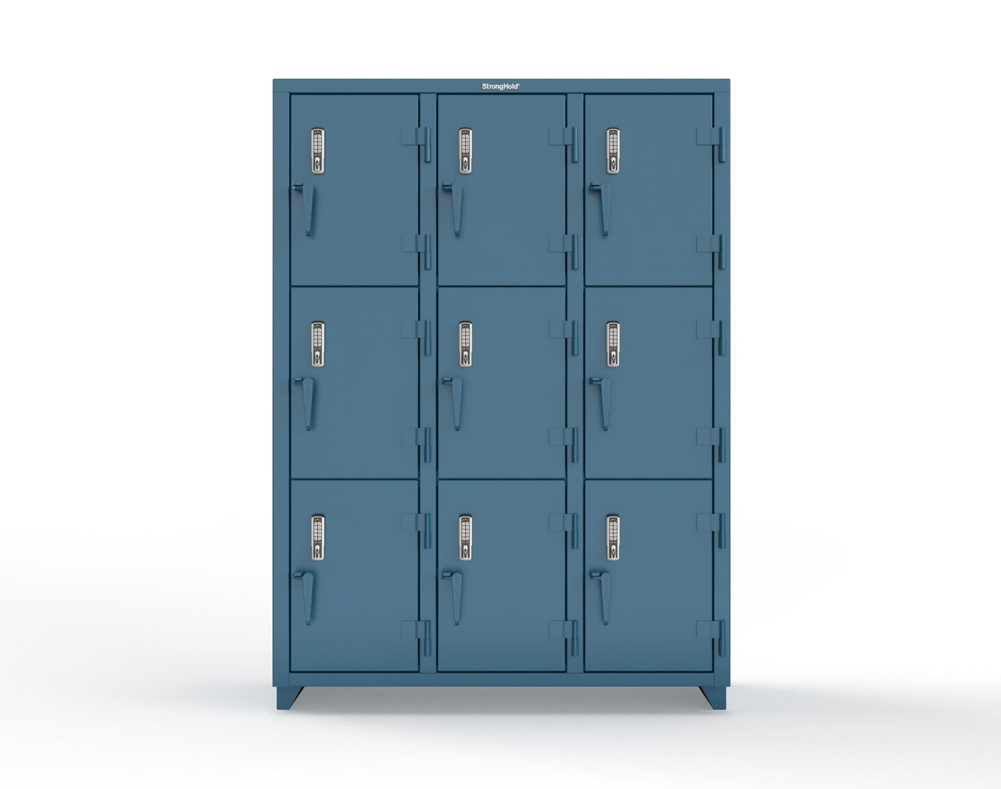 Extra Heavy Duty 14 GA Triple-Tier Locker with Keyless Entry Lock, 9 Compartments – 54 in. W x 18 in. D x 75 in. H - 4.66-9D-18-3T-EK-L-5001