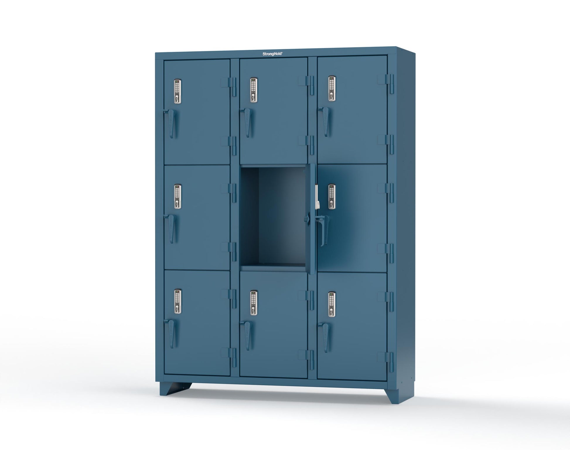 Extra Heavy Duty 14 GA Triple-Tier Locker with Keyless Entry Lock, 9 Compartments – 54 in. W x 18 in. D x 75 in. H - 4.66-9D-18-3T-EK-L-5001