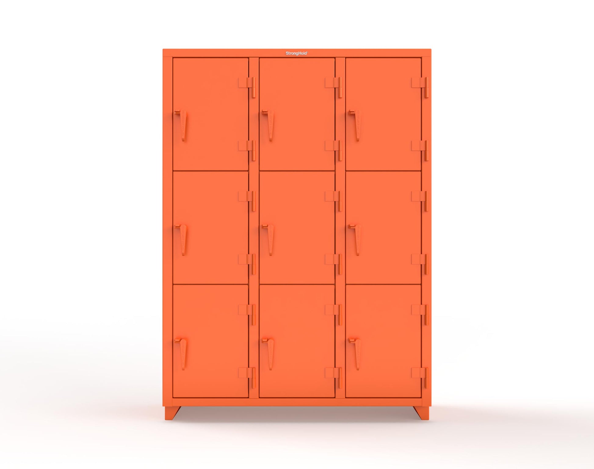 Extra Heavy Duty 14 GA Triple-Tier Locker, 9 Compartments - 54 in. W x 18 in. D x 75 in. H - 4.66-9D-18-3T-L-2009