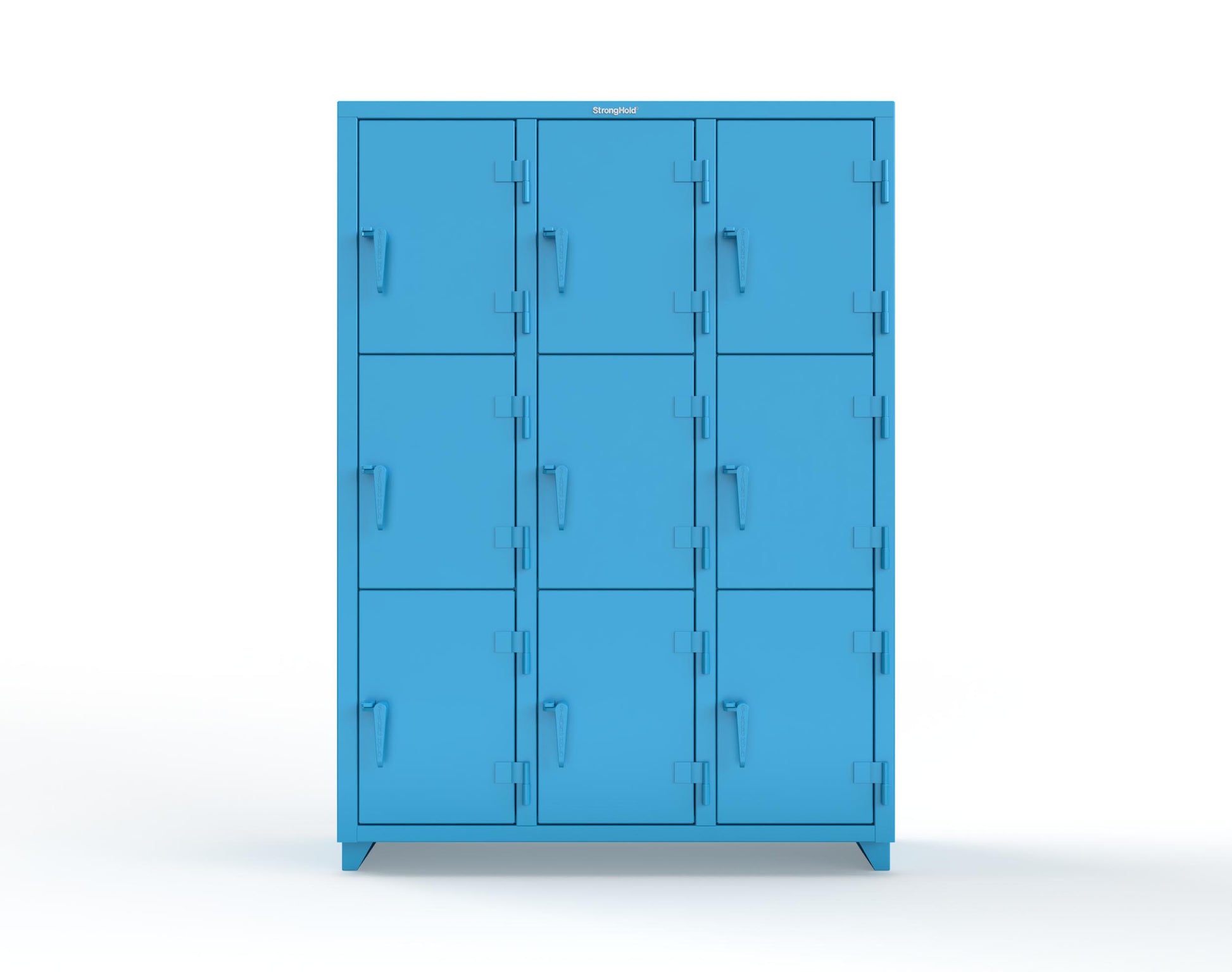 Extra Heavy Duty 14 GA Triple-Tier Locker, 9 Compartments - 54 in. W x 18 in. D x 75 in. H - 4.66-9D-18-3T-L-5012