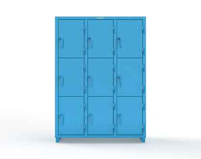 Extra Heavy Duty 14 GA Triple-Tier Locker, 9 Compartments - 54 in. W x 18 in. D x 75 in. H - 4.66-9D-18-3T-L-5012