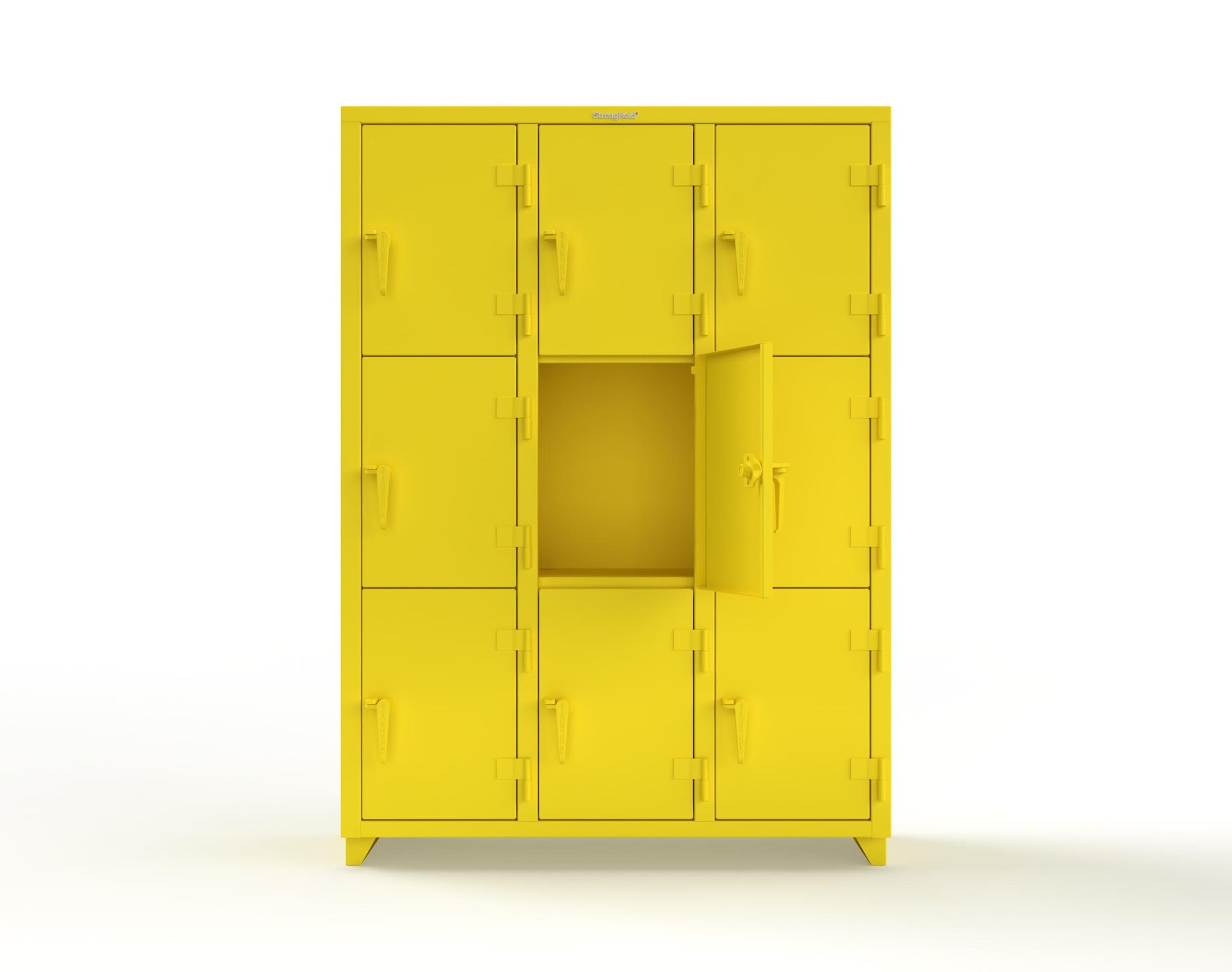 Extra Heavy Duty 14 GA Triple-Tier Locker, 9 Compartments - 54 in. W x 18 in. D x 75 in. H - 4.66-9D-18-3T-L-1021