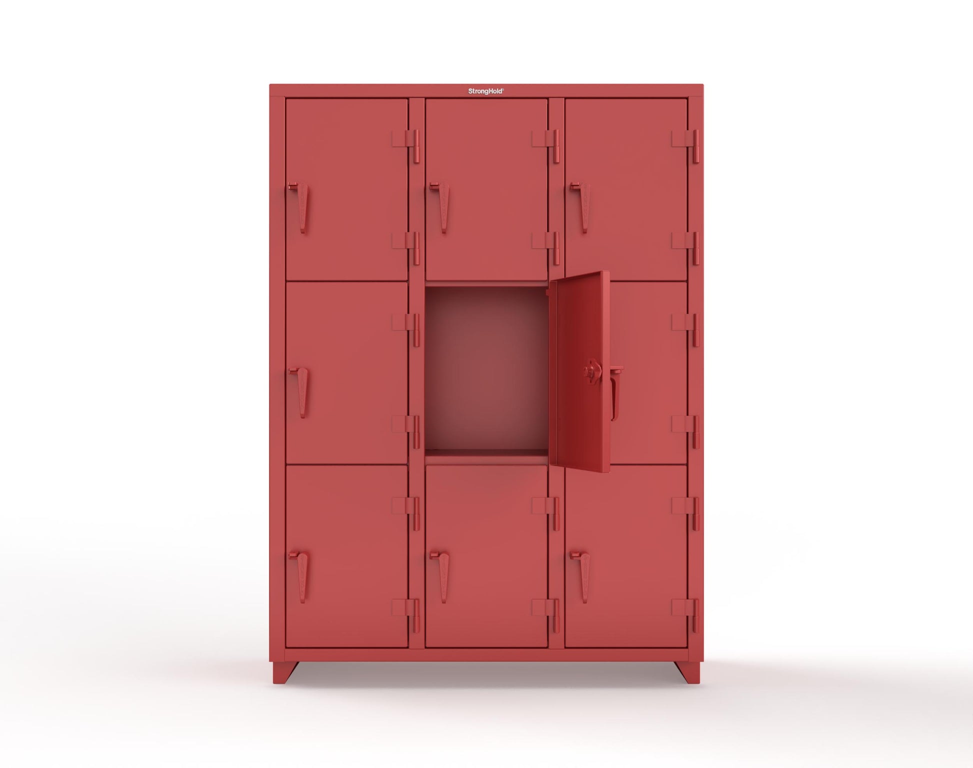 Extra Heavy Duty 14 GA Triple-Tier Locker, 9 Compartments - 54 in. W x 18 in. D x 75 in. H - 4.66-9D-18-3T-L-3001