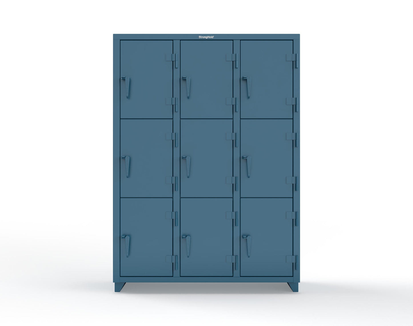 Extra Heavy Duty 14 GA Triple-Tier Locker, 9 Compartments - 54 in. W x 18 in. D x 75 in. H - 4.66-9D-18-3T-L-5001