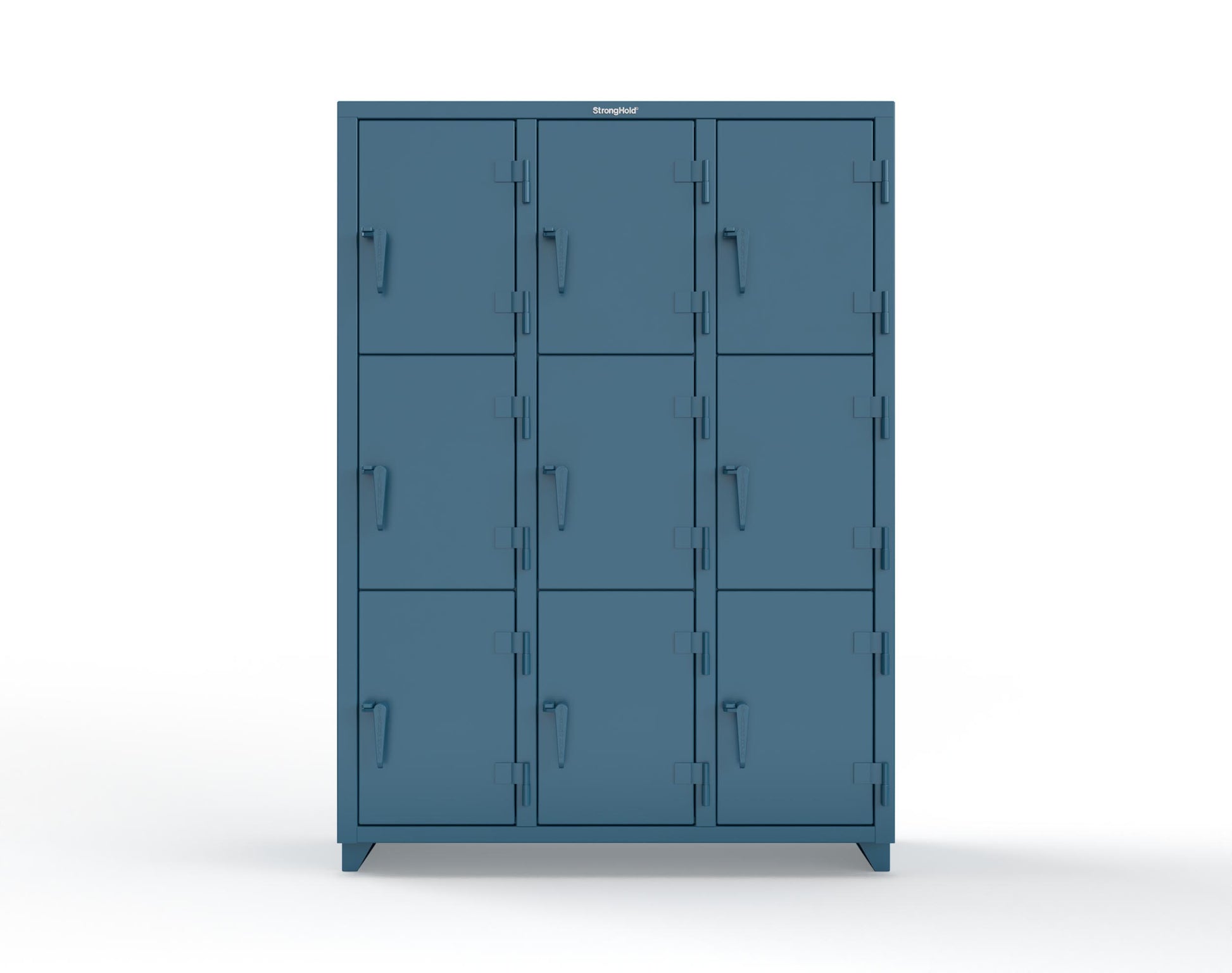 Extra Heavy Duty 14 GA Triple-Tier Locker, 9 Compartments - 54 in. W x 18 in. D x 75 in. H - 4.66-9D-18-3T-L-5001