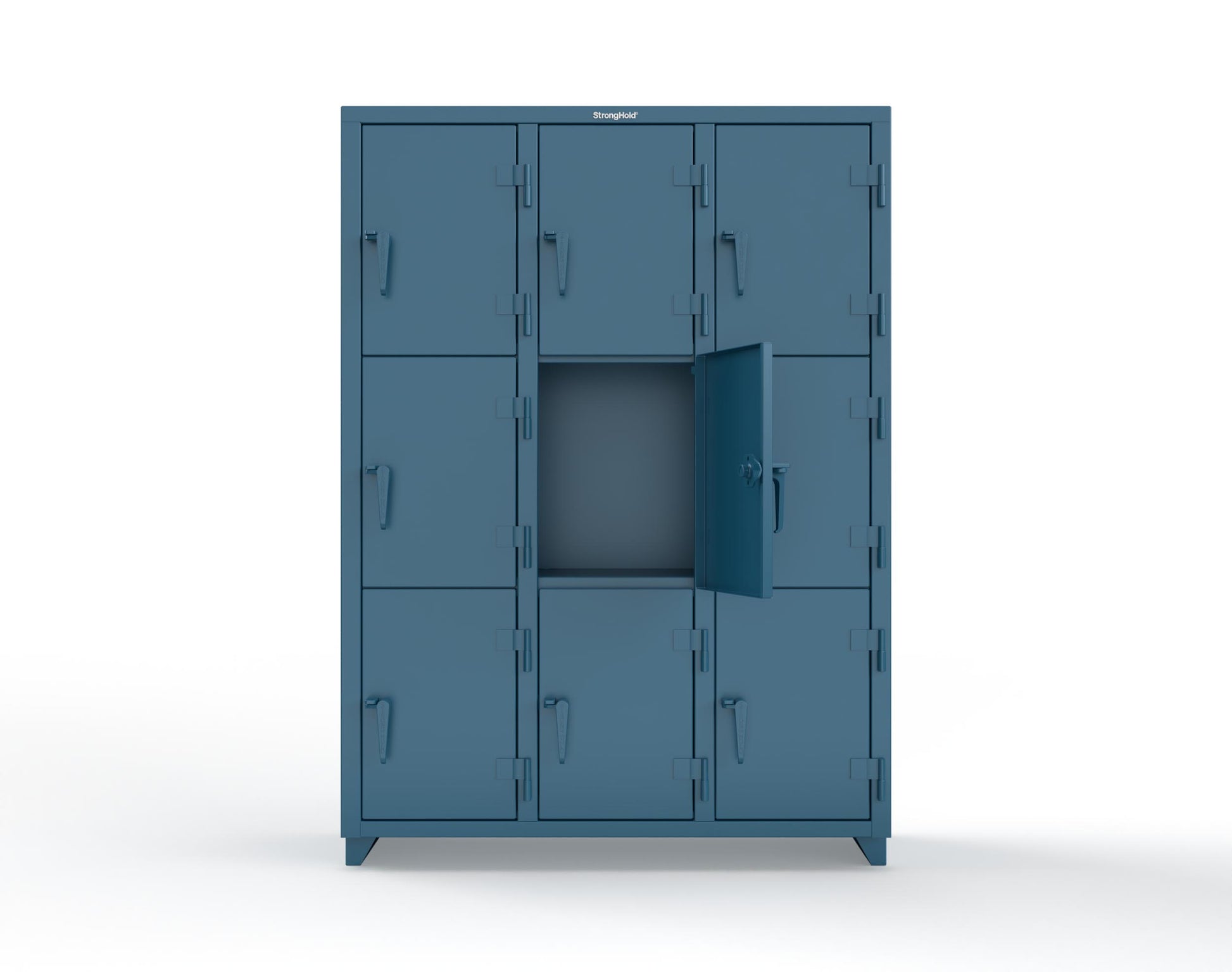 Extra Heavy Duty 14 GA Triple-Tier Locker, 9 Compartments - 54 in. W x 18 in. D x 75 in. H - 4.66-9D-18-3T-L-5001