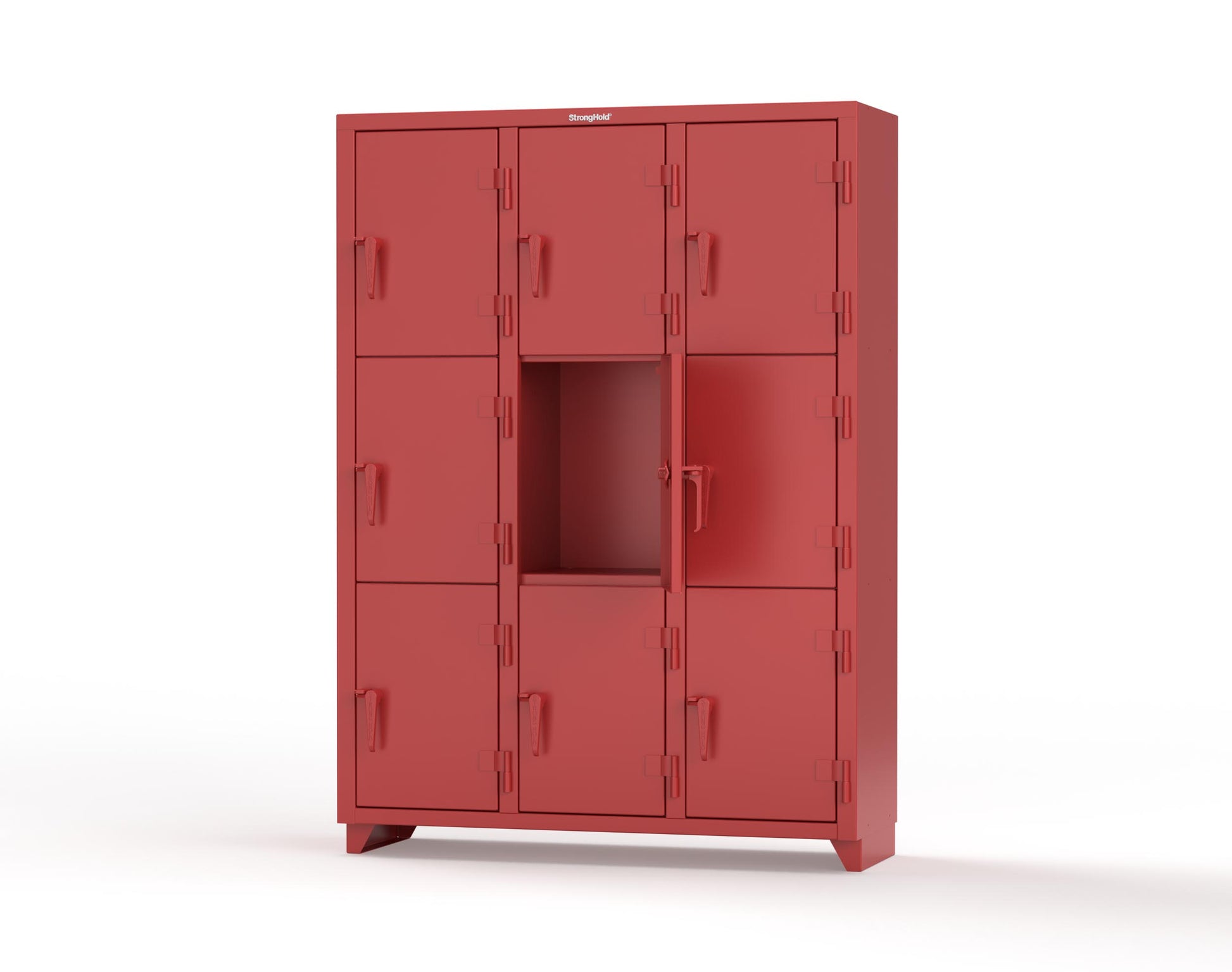 Extra Heavy Duty 14 GA Triple-Tier Locker, 9 Compartments - 54 in. W x 18 in. D x 75 in. H - 4.66-9D-18-3T-L-3001