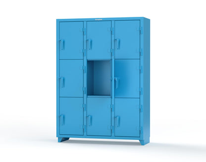 Extra Heavy Duty 14 GA Triple-Tier Locker, 9 Compartments - 54 in. W x 18 in. D x 75 in. H - 4.66-9D-18-3T-L-5012
