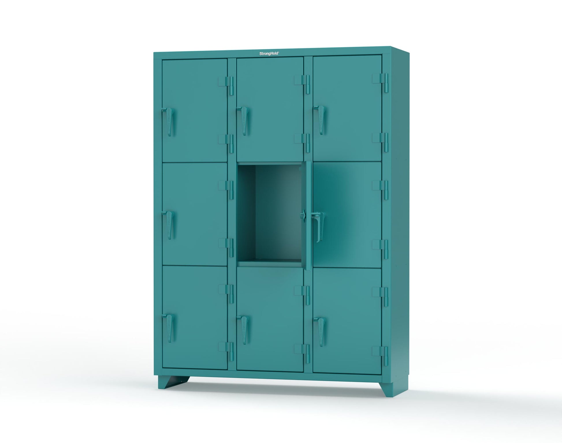 Extra Heavy Duty 14 GA Triple-Tier Locker, 9 Compartments - 54 in. W x 18 in. D x 75 in. H - 4.66-9D-18-3T-L-5021
