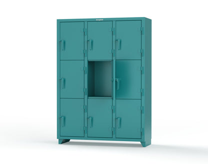Extra Heavy Duty 14 GA Triple-Tier Locker, 9 Compartments - 54 in. W x 18 in. D x 75 in. H - 4.66-9D-18-3T-L-5021