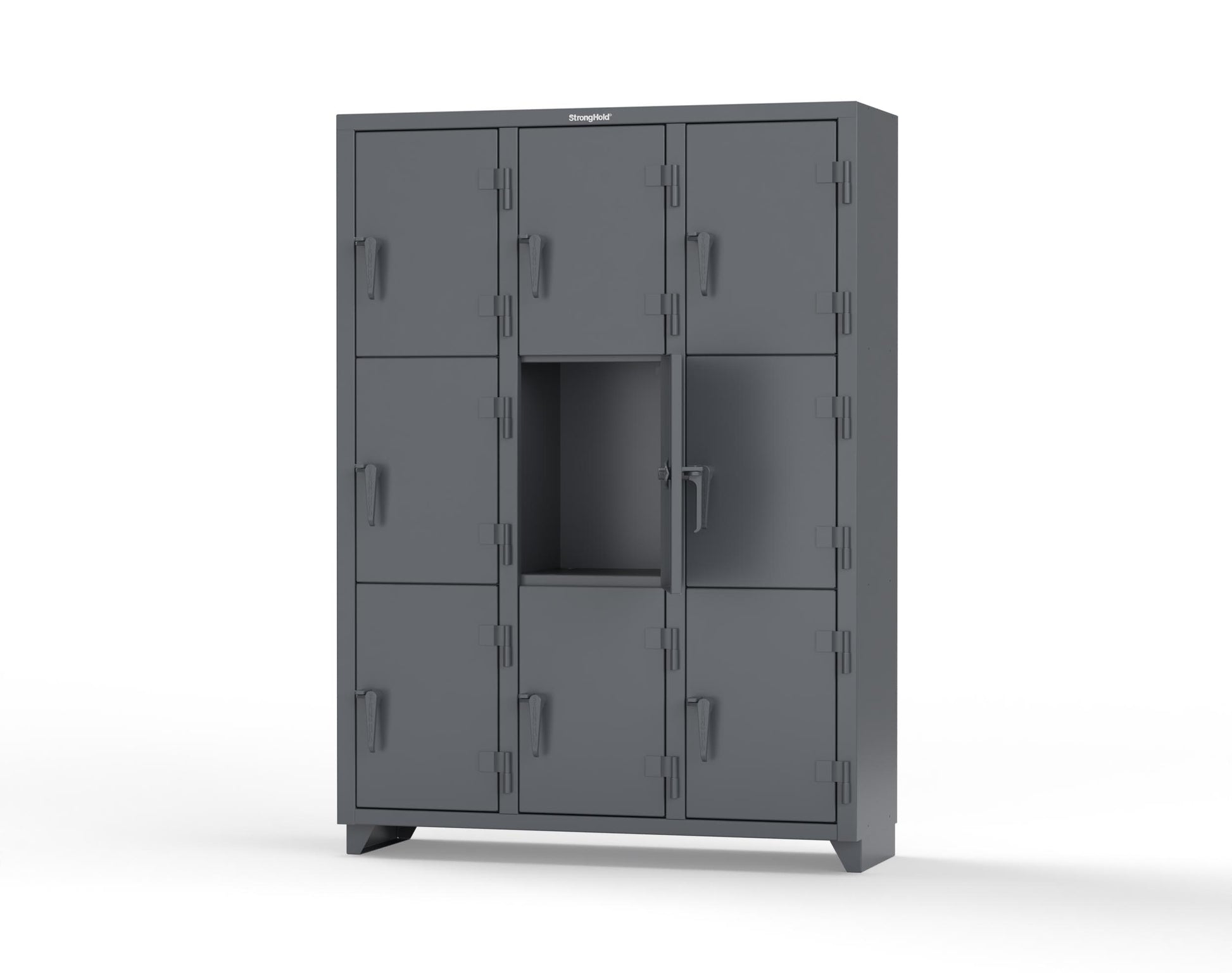Extra Heavy Duty 14 GA Triple-Tier Locker, 9 Compartments - 54 in. W x 18 in. D x 75 in. H - 4.66-9D-18-3T-L-7024