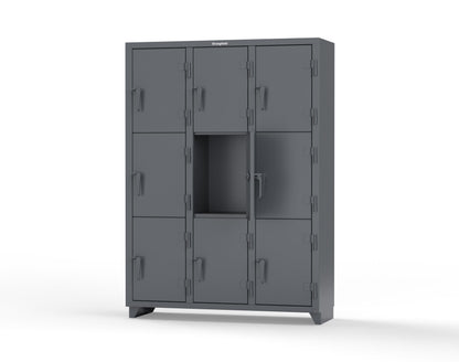 Extra Heavy Duty 14 GA Triple-Tier Locker, 9 Compartments - 54 in. W x 18 in. D x 75 in. H - 4.66-9D-18-3T-L-7024