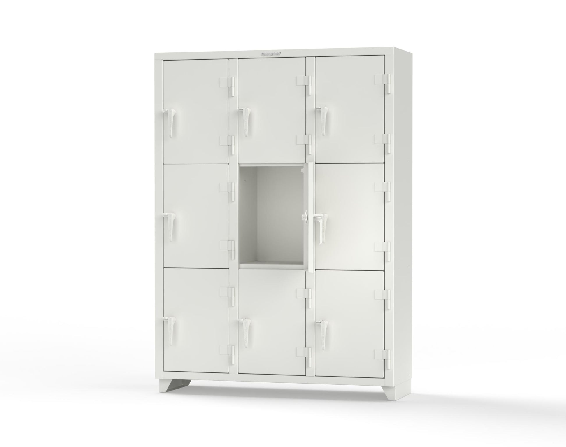 Extra Heavy Duty 14 GA Triple-Tier Locker, 9 Compartments - 54 in. W x 18 in. D x 75 in. H - 4.66-9D-18-3T-L-9003