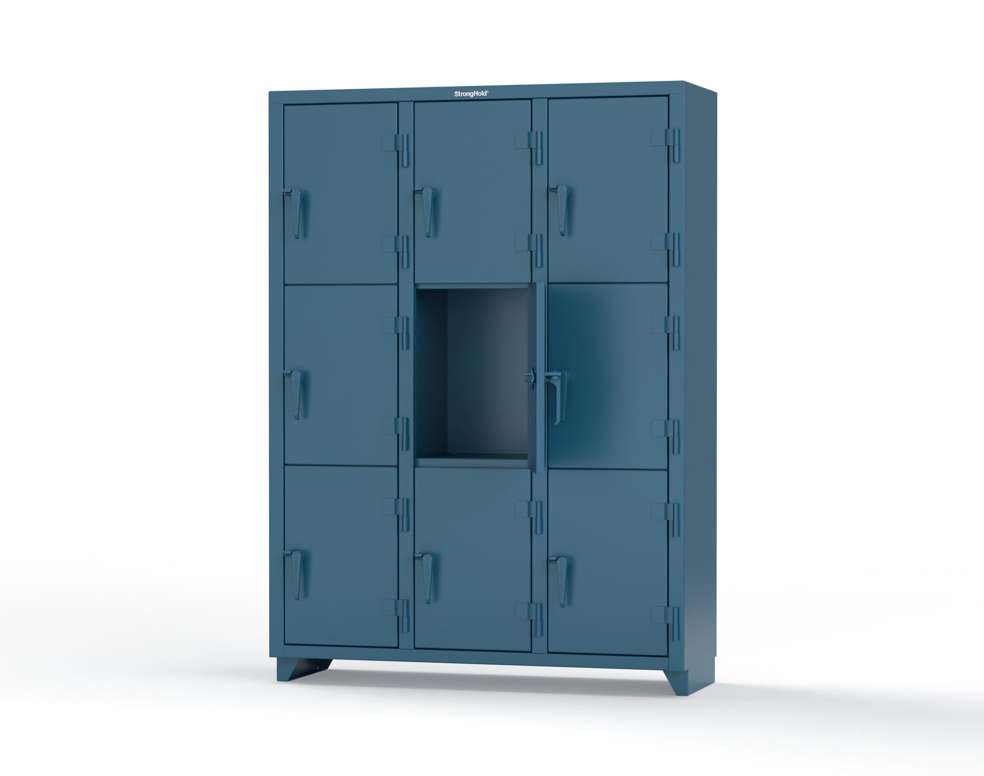 Extra Heavy Duty 14 GA Triple-Tier Locker, 9 Compartments - 54 in. W x 18 in. D x 75 in. H - 4.66-9D-18-3T-L-5001