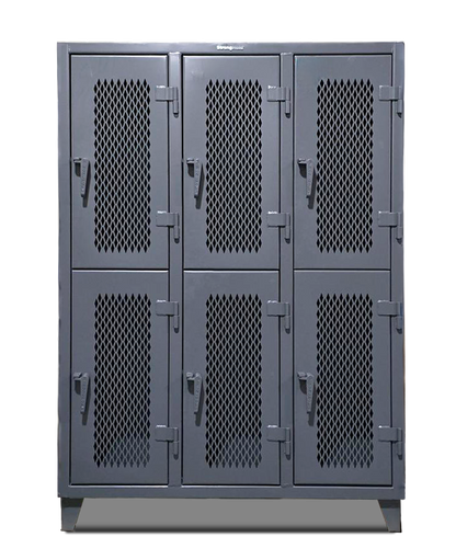 Ventilated Industrial Locker, 6 Compartments - 55 in. W x 34 in. D x 72 in. H - Outlet