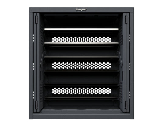Modular Weapons Storage Low Profile Shelf Cabinet with Bi Fold Swing Doors - 42 in. W x 16 1/2 in. D x 45 in. H