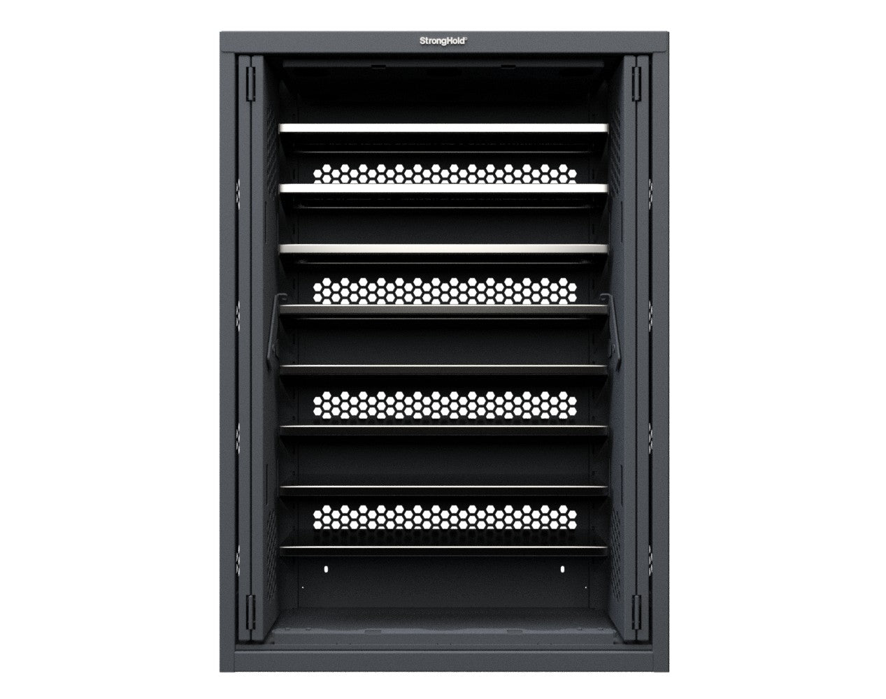 Modular Weapons Storage Low Profile Shelf Cabinet with Recessed Doors - 42 in. W x 16 1/2 in. D x 60 in. H