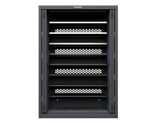 Modular Weapons Storage Low Profile Shelf Cabinet with Recessed Doors - 42 in. W x 16 1/2 in. D x 60 in. H