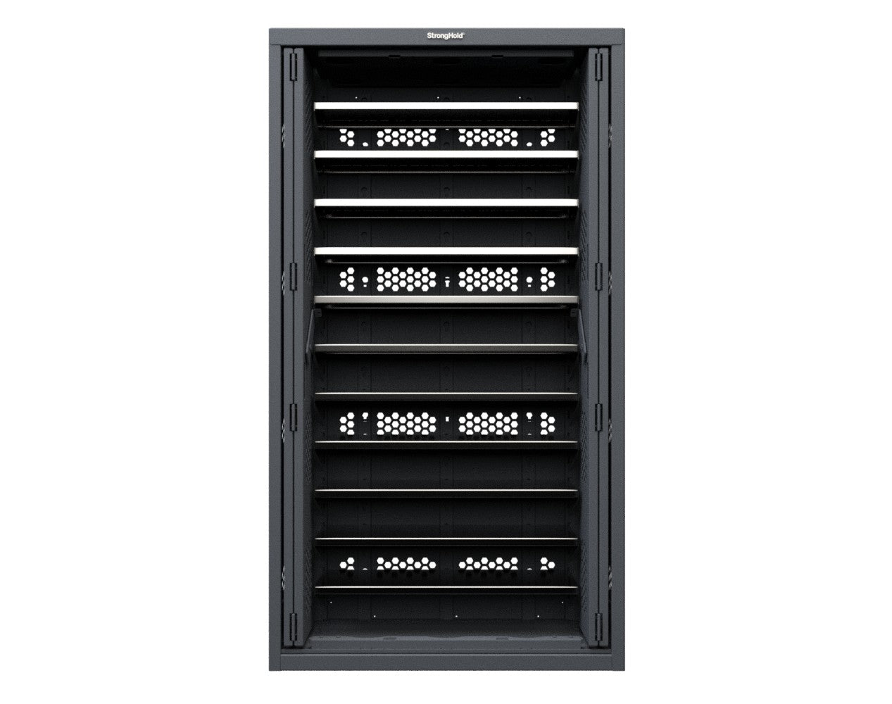 Modular Weapons Storage Low Profile Shelf Cabinet with Recessed Doors  - 42 in. W x 16 1/2 in. D x 76 in. H