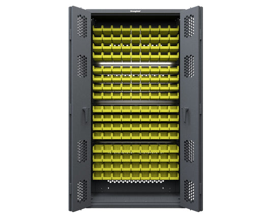 Modular Weapons Storage Bin Cabinet with Bi Fold Swing Doors - 42 in. W x 16 1/2 in. D x 84 in. H